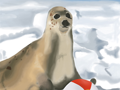 Pintura de foca en la nieve